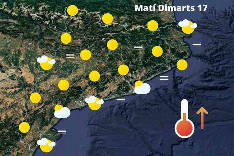 Mapa de previsió a Catalunya el matí del 17 de  maig del 2022