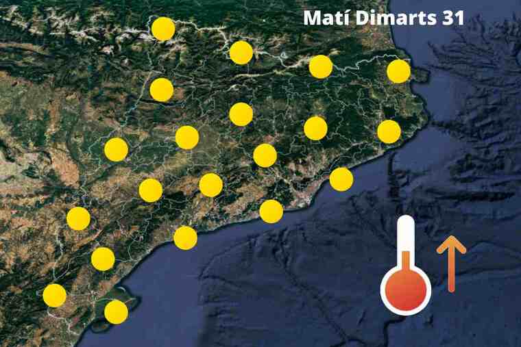 Mapa de previsió a Catalunya el matí del 31 de maig del 2022