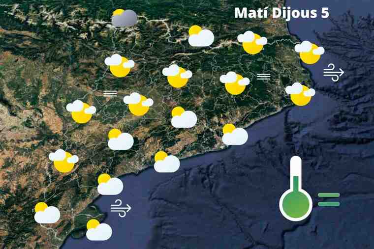 Mapa de previsió a Catalunya el matí del 5 de maig del 2022