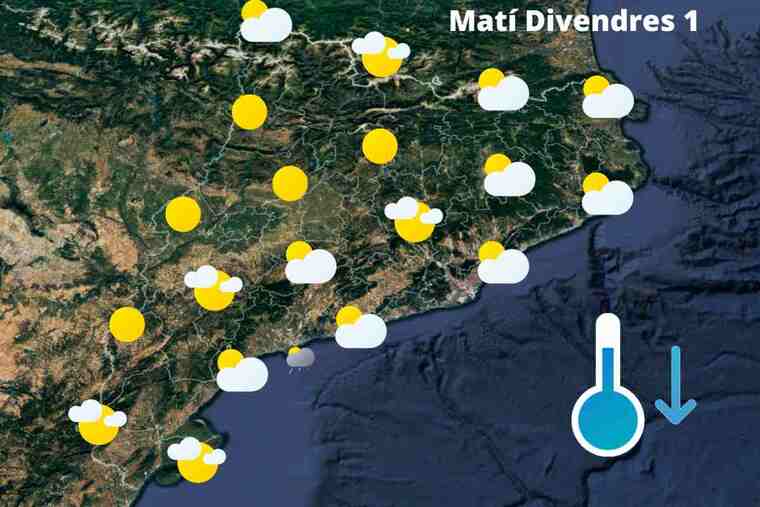 Mapa de previsió a Catalunya el matí de l'1 de juliol del 2022