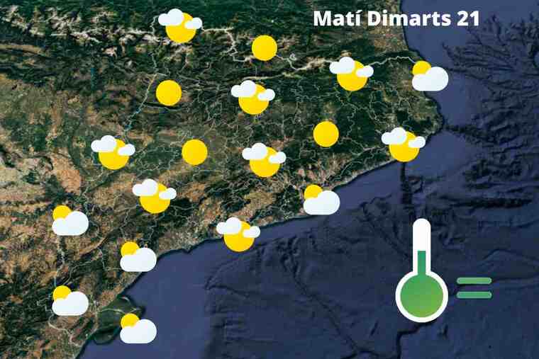 Mapa de previsió a Catalunya el matí del 21 de juny del 2022