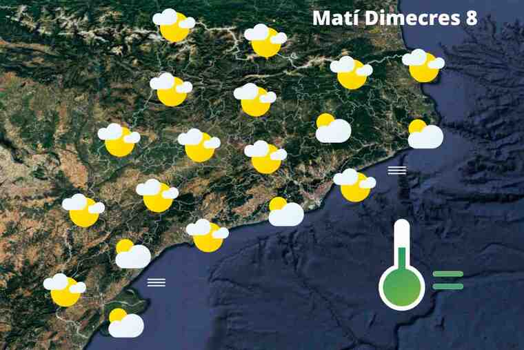 Mapa de previsió a Catalunya el matí del 8 de juny del 2022