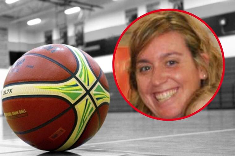 Fotomuntatge d'una pilota de bàsquet i el rostre de Mariade Fernández