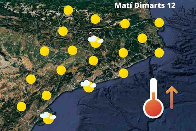 Mapa de previsió a Catalunya el matí del 12 de juliol del 2022