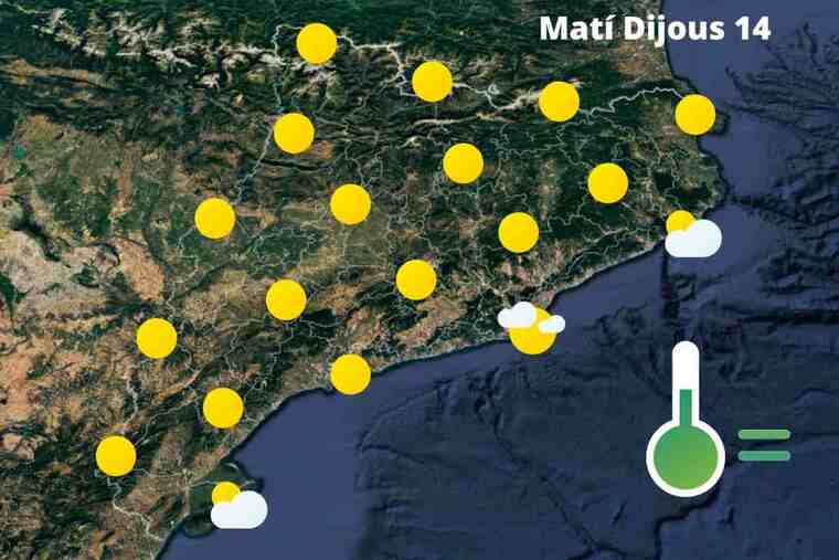 Mapa de previsió a Catalunya el matí del 14 de juliol del 2022