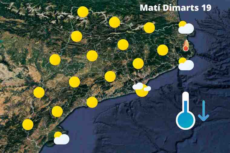 Mapa de previsió a Catalunya el matí del 19 de juliol del 2022