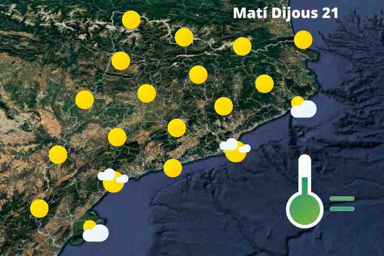 Mapa de previsió a Catalunya el matí del 21 de juliol del 2022