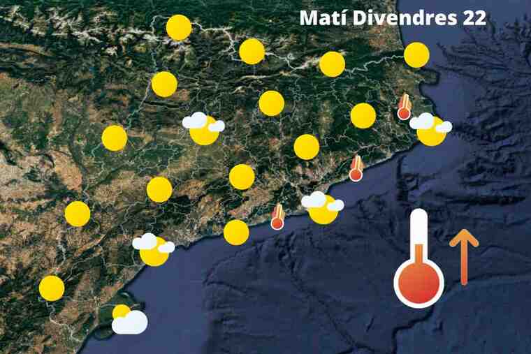 Mapa de previsió a Catalunya el matí del 22 de juliol del 2022