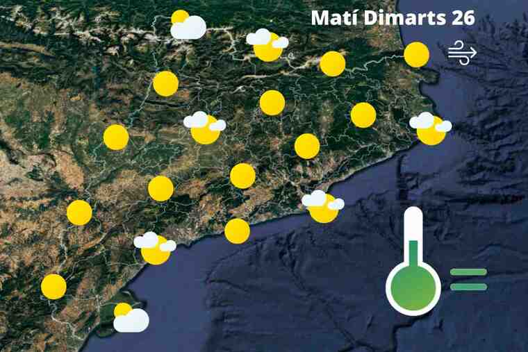 Mapa de previsió a Catalunya el matí del 26 de juliol del 2022