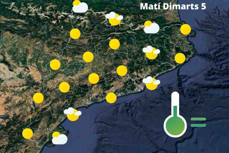 Mapa de previsió a Catalunya el matí del 5 de juliol del 2022