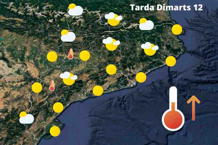 Mapa de previsió a Catalunya la tarda del 12 de juliol del 2022