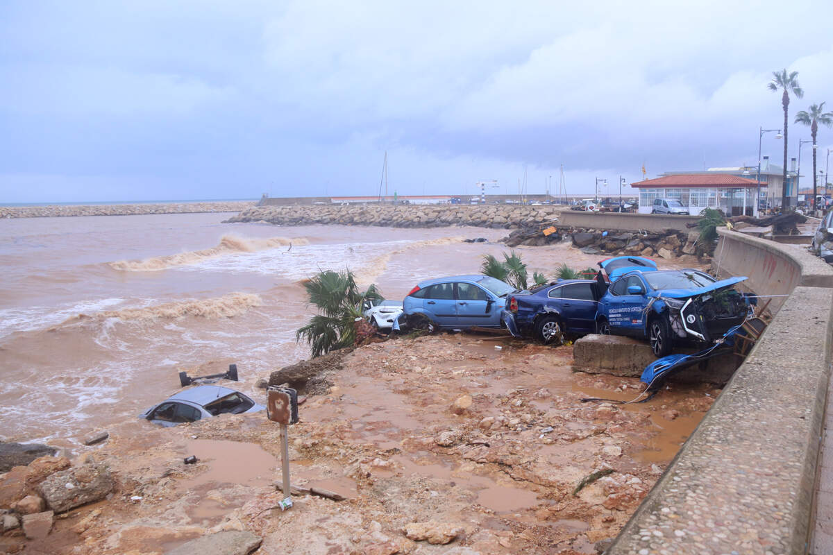 Imatge de les inundacions que el temporal ha provocat a Alcanar, a Tarragona