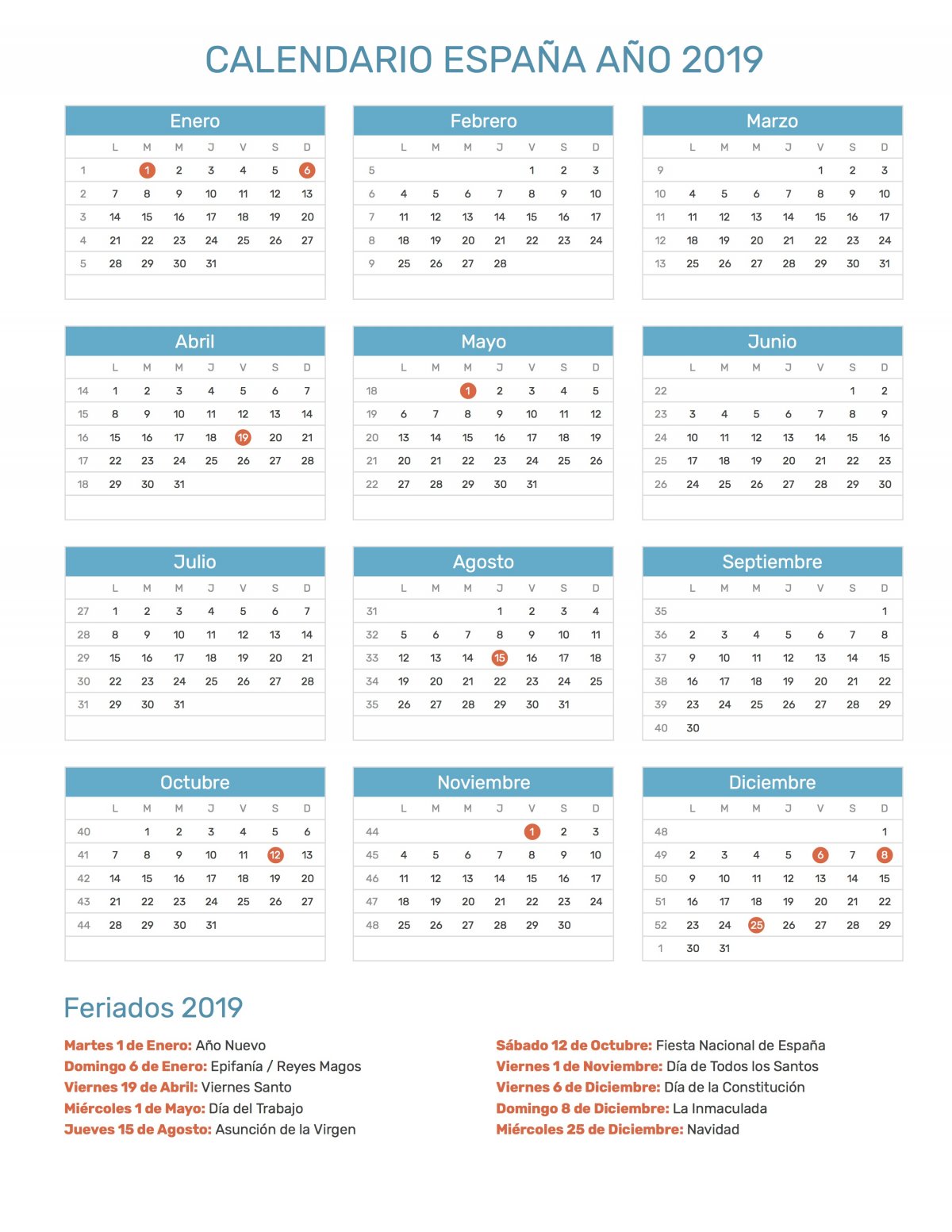 Este Es Sin Duda Calendario 2019 Laboral 3380