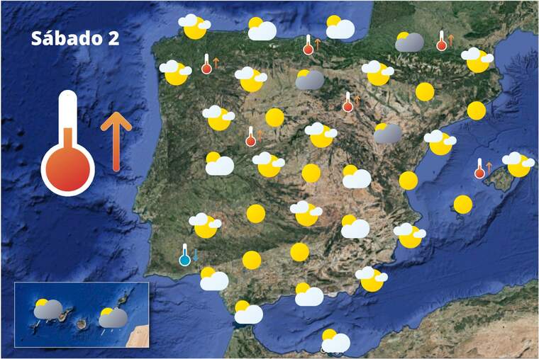 Mapa de previsión en España el 2 de julio de 2022
