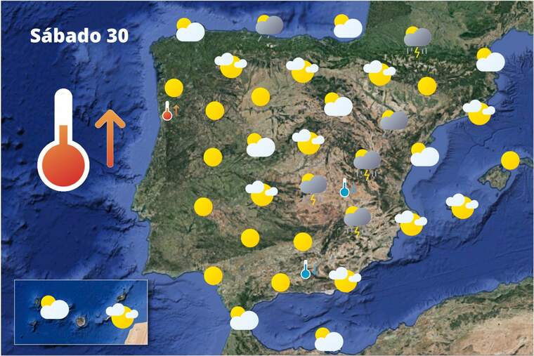 Mapa de previsión en España el 30 de julio de 2022
