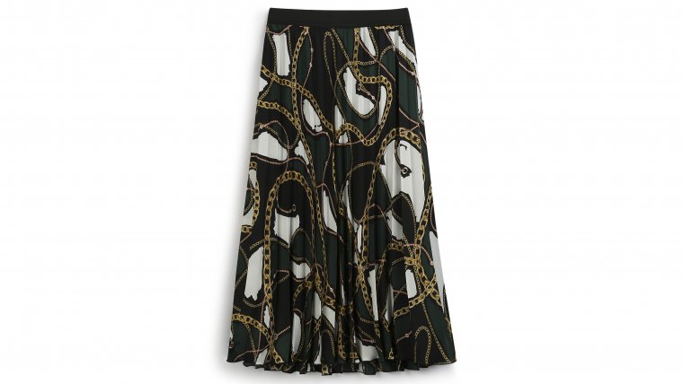 Falda plisada con estampado de cadena, en Primark por 18 euros