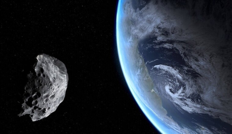 Imagen representativa de un asteroide acercándose a la Tierra