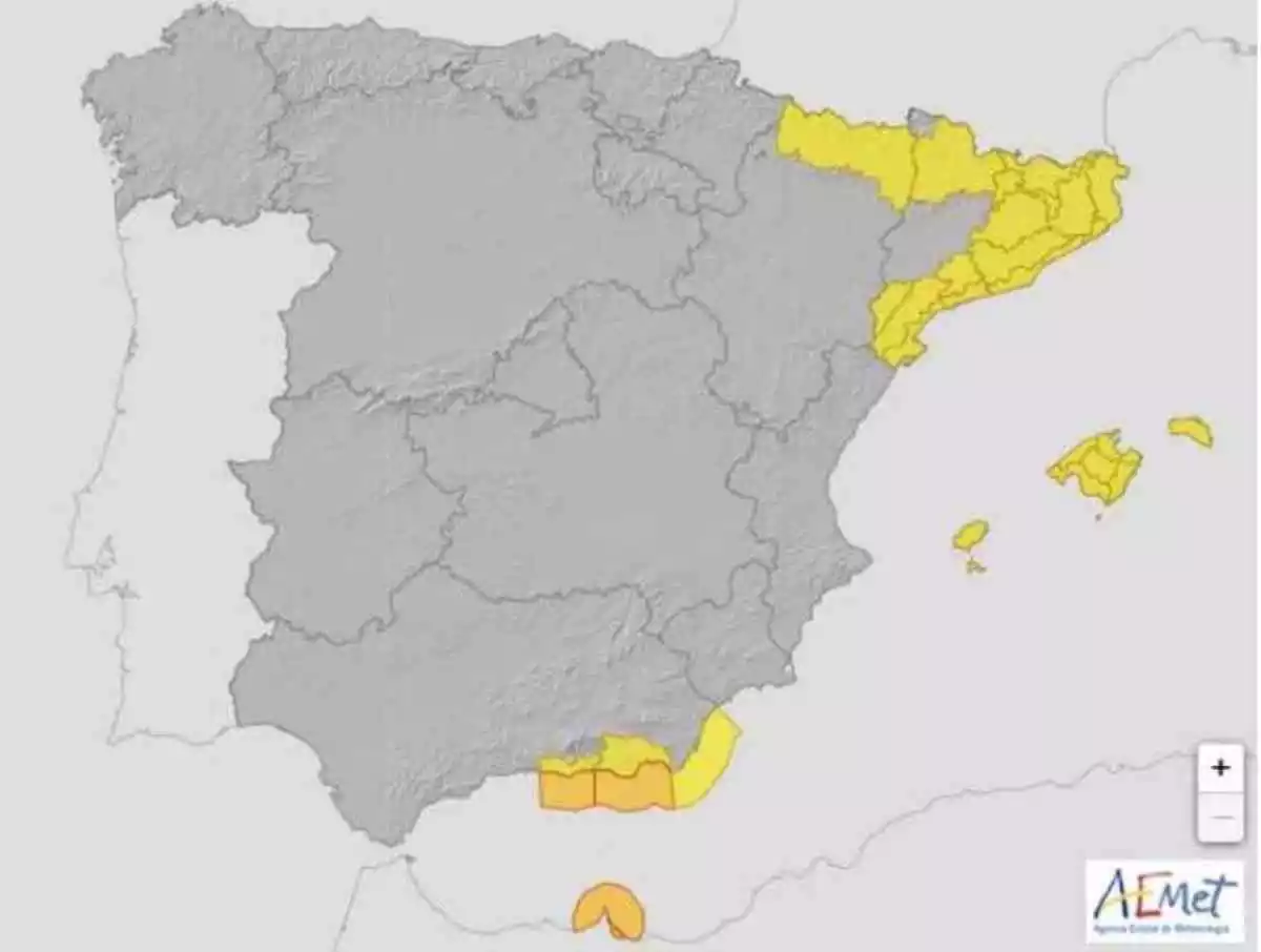 Mapa de alertas de lluvia en España Mapa de alertas de lluvia en España