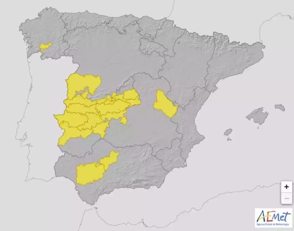 Mapa de alertas por fuerte calor el 5 de agosto de 2020 Mapa de alertas por fuerte calor el 5 de agosto de 2020