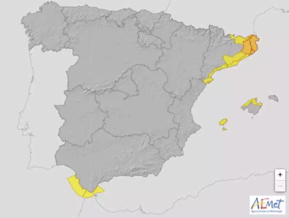 Mapa de avisos de la AEMET previstos para este miércoles 9 de septiembre Mapa de avisos de la AEMET previstos para este miércoles 9 de septiembre
