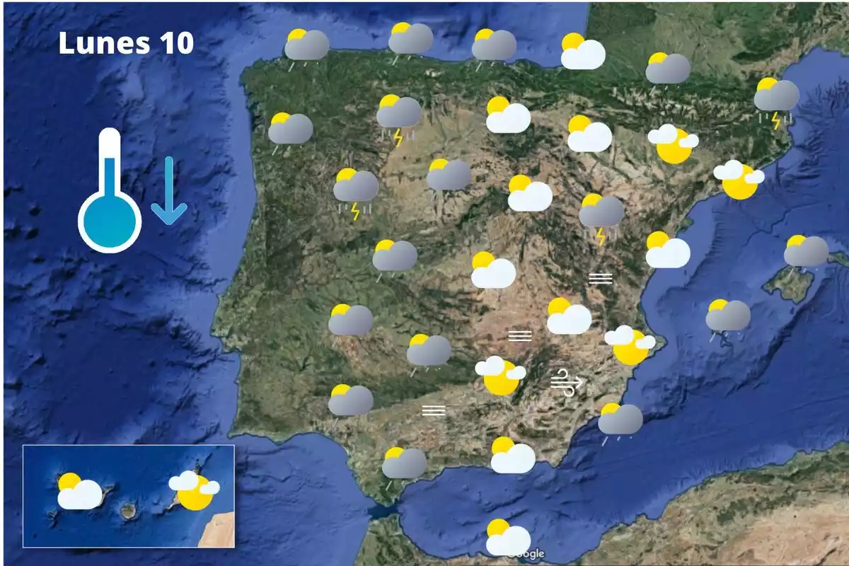 Mapa de previsión en España el 10 de mayo de 2021 Mapa de previsión en España el 10 de mayo de 2021