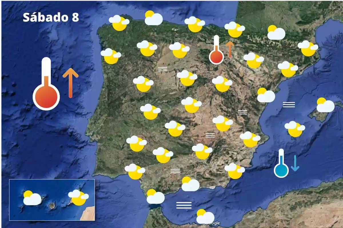 Mapa de previsión en España el 8 de mayo de 2021 Mapa de previsión en España el 8 de mayo de 2021