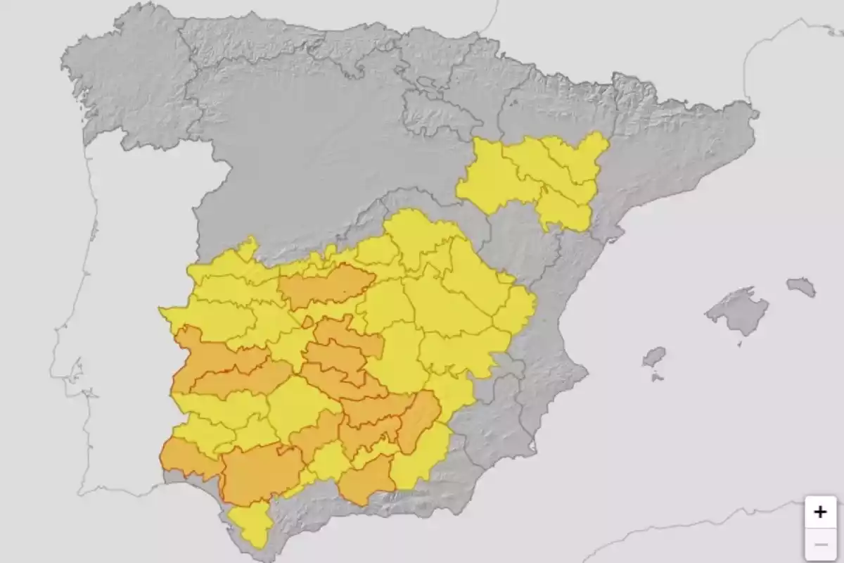 Mapa de alertas por calor extremo en España el 10 de julio de 2021 Mapa de alertas por calor extremo en España el 10 de julio de 2021