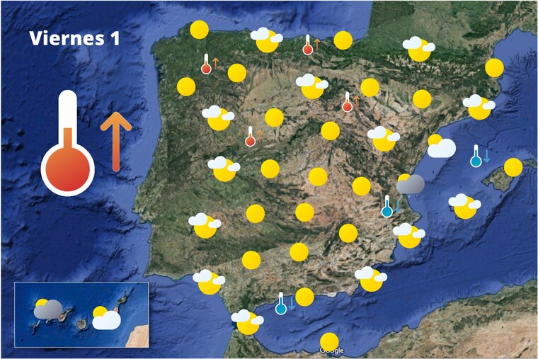Mapa de previsión en España el 1 de julio de 2022
