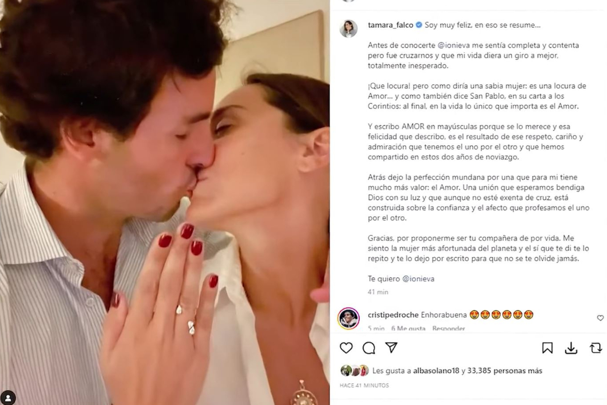 Imagen del post de Tamara Falcó anunciando su boda con Iñigo Onieva