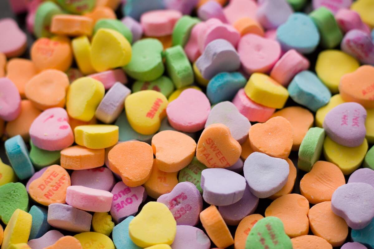 Caramelos en forma de corazón