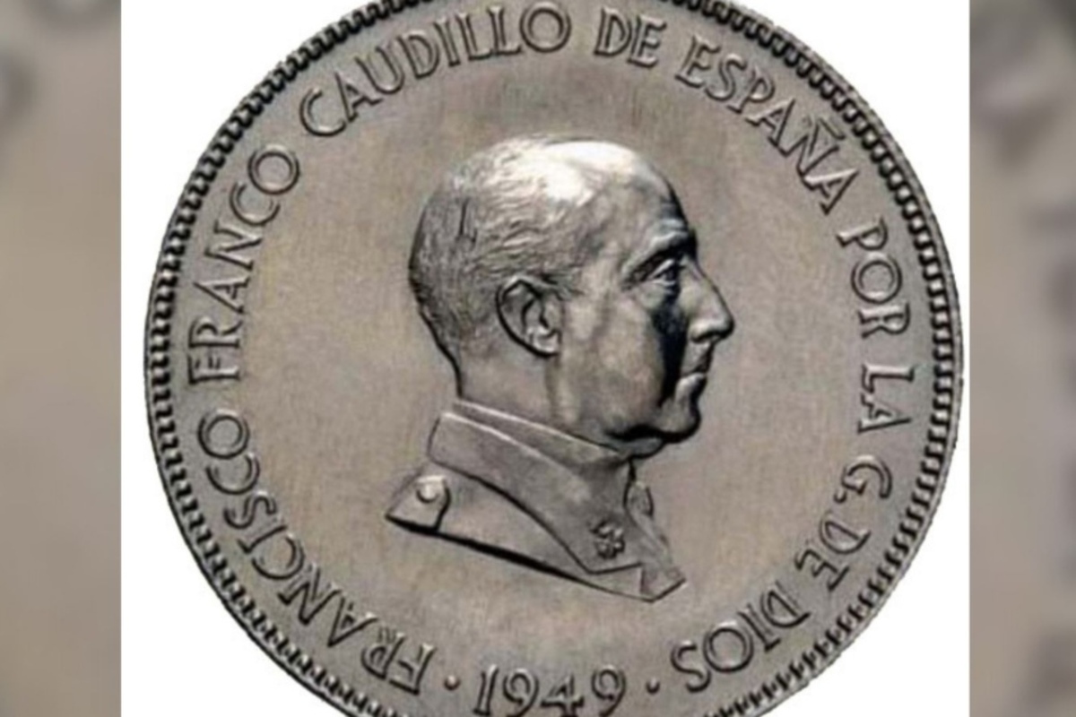 Imagen de una moneda de 5 pesetas de 1949 Imagen de una moneda de 5 pesetas de 1949