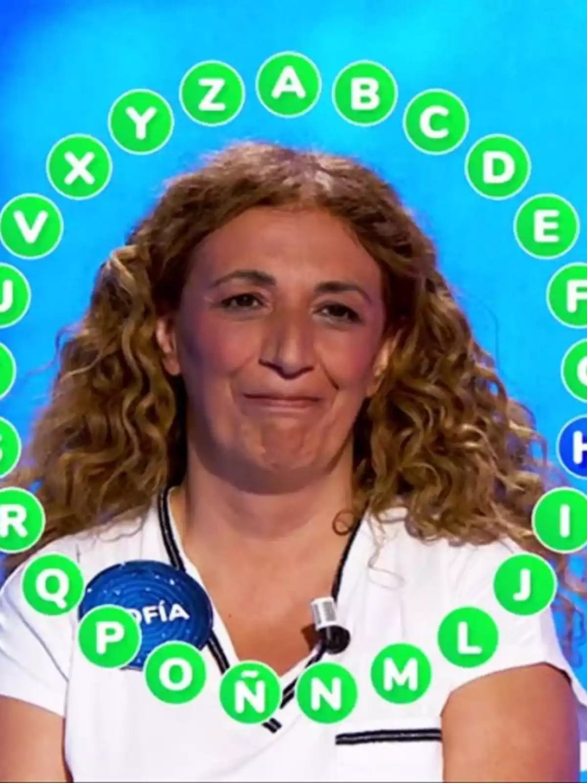 Sofía Álvarez en 'Pasapalabra' con el rosco y algo preocupada Sofía Álvarez en 'Pasapalabra' con el rosco y algo preocupada