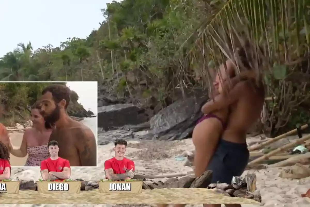 Captura de 'Supervivientes' con Asraf Beno y Adara Molinero abrazados el 2 de mayo de 2023 Captura de 'Supervivientes' con Asraf Beno y Adara Molinero abrazados el 2 de mayo de 2023