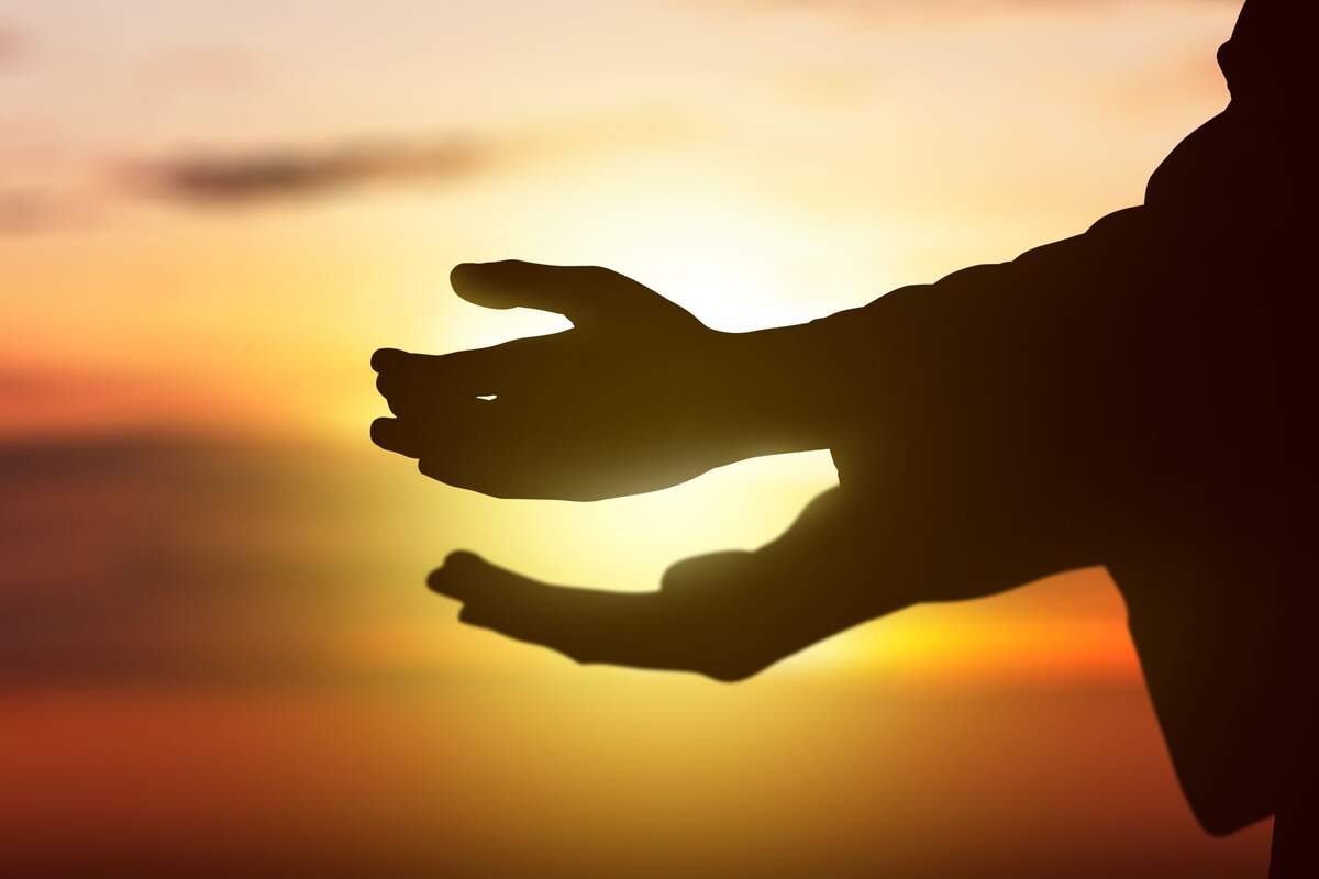 God's two hands and the sunset