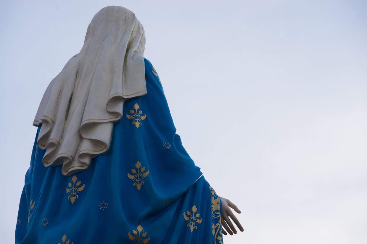 The back of a Virgin Mary statue