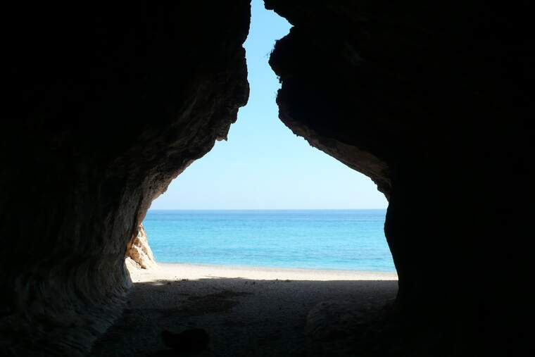 The entrance of a cave near the sea