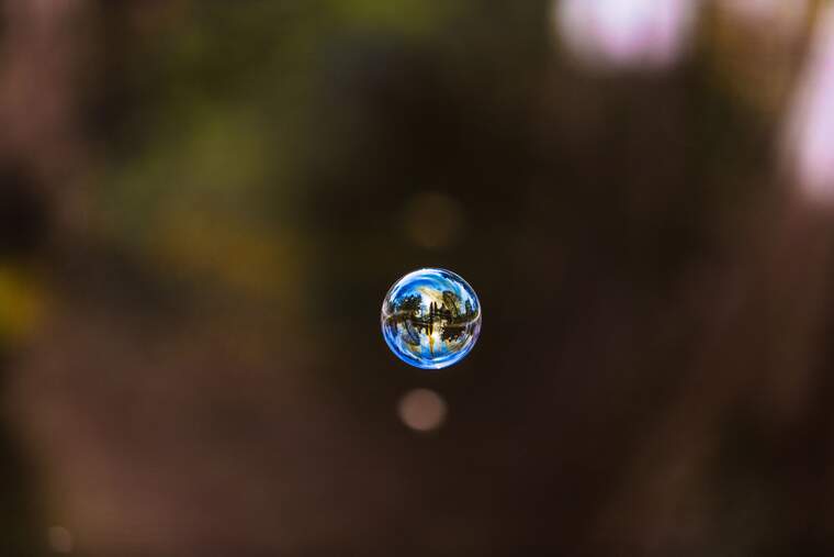 Water drop floating magically