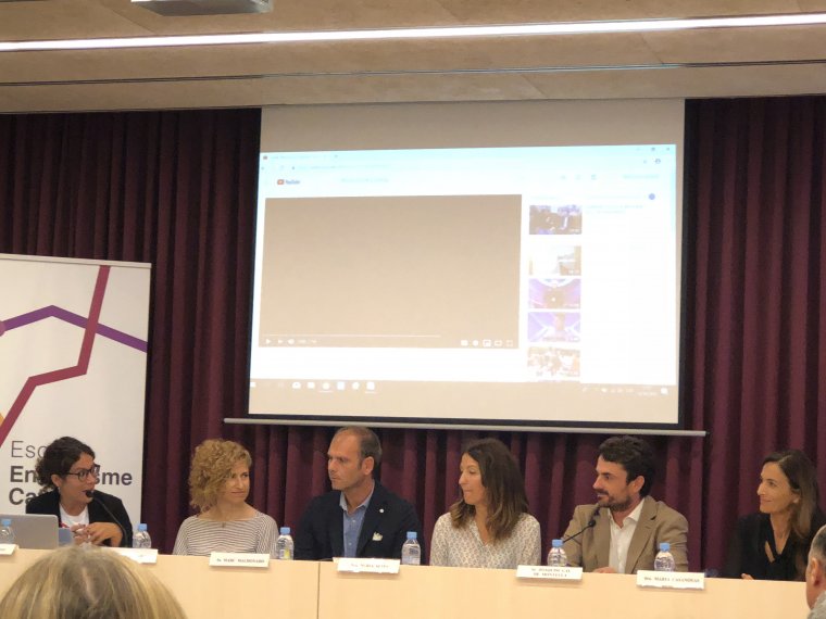 La taula presidencial de l'acte de lliurament dels diplomes del curs 2017-2018 de l'Escola d'Enoturisme de Catalunya