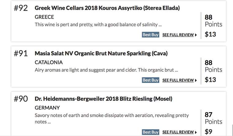 Maria Salat Brut Nature Ecològic és a la posició 91 de la llista de Wine Enthusiast