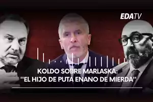 Tres hombres con expresión seria aparecen en una imagen con fondo de ladrillos rojos y el logo de EDATV, en el centro se muestra una cita textual con lenguaje ofensivo.