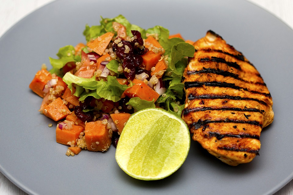Grilled chicken with sweet potato (baked or grilled)