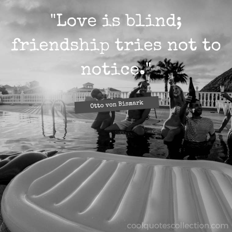 Funny Friendship Picture Quotes - "Love is blind; friendship tries not to notice."