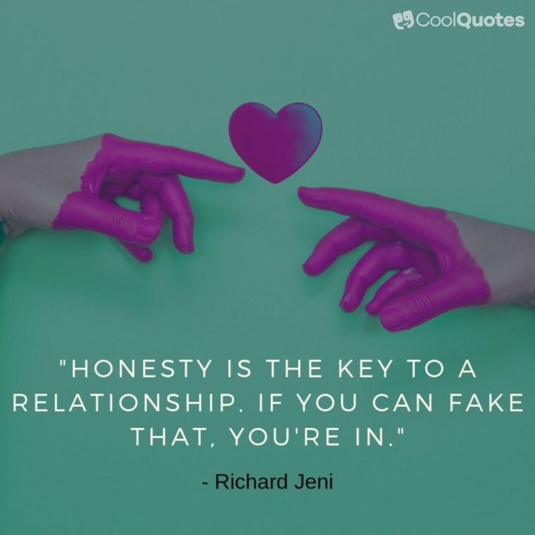 Funny Love Quotes Images - "Honesty is the key to a relationship. If you can fake that, you're in."