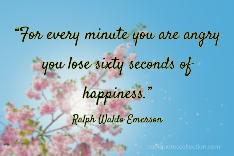 Happy Picture Quotes - “For every minute you are angry you lose sixty seconds of happiness.”