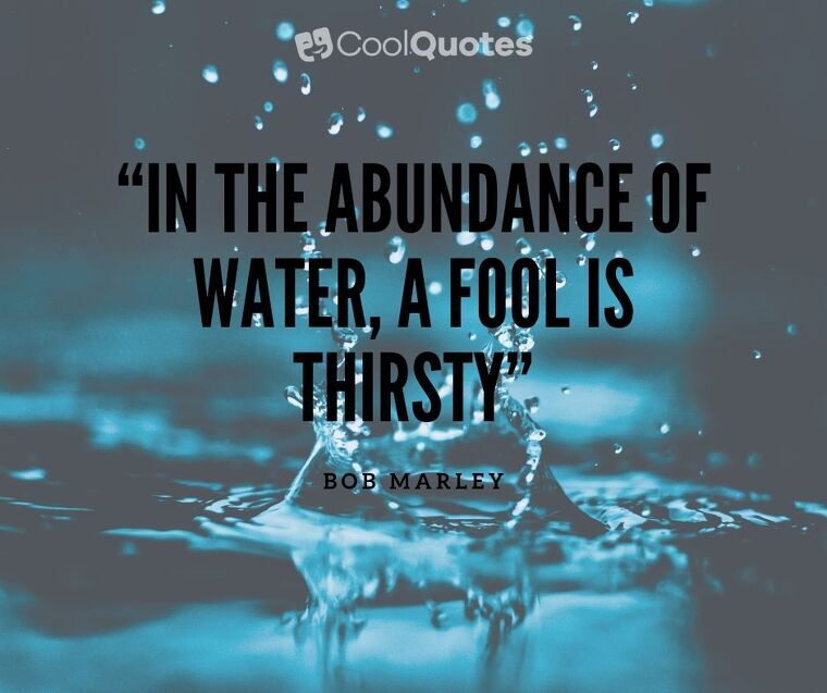 Bob Marley Picture Quotes - “In the abundance of water, a fool is thirsty”