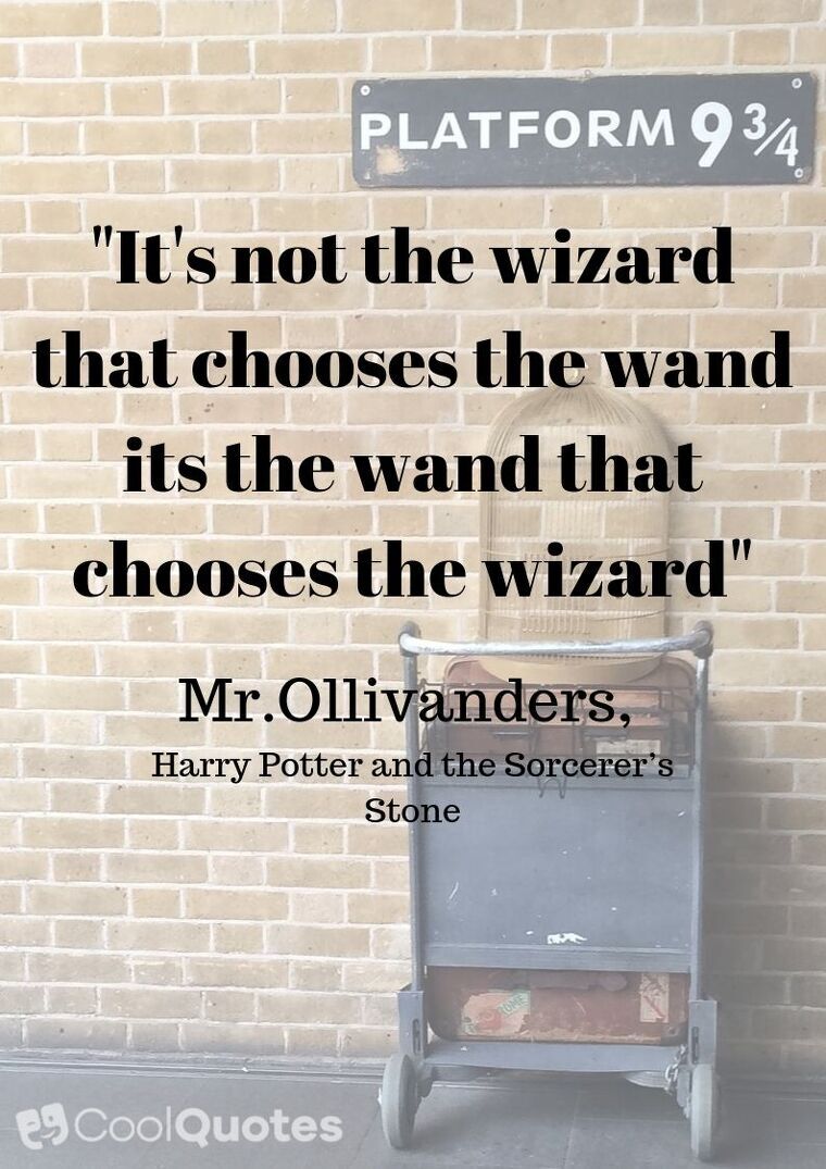 Harry Potter Picture Quotes - "It's not the wizard that chooses the wand its the wand that chooses the wizard"