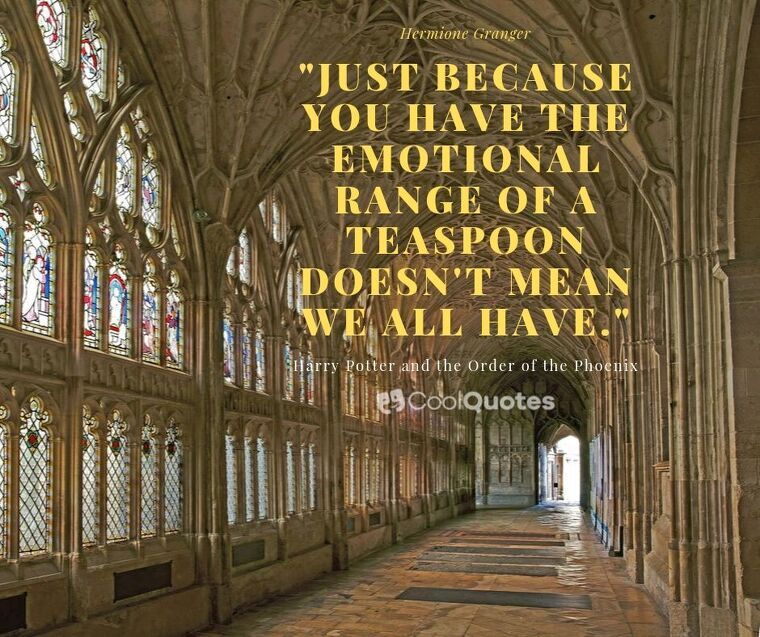 Harry Potter Picture Quotes - "Just because you have the emotional range of a teaspoon doesn't mean we all have."